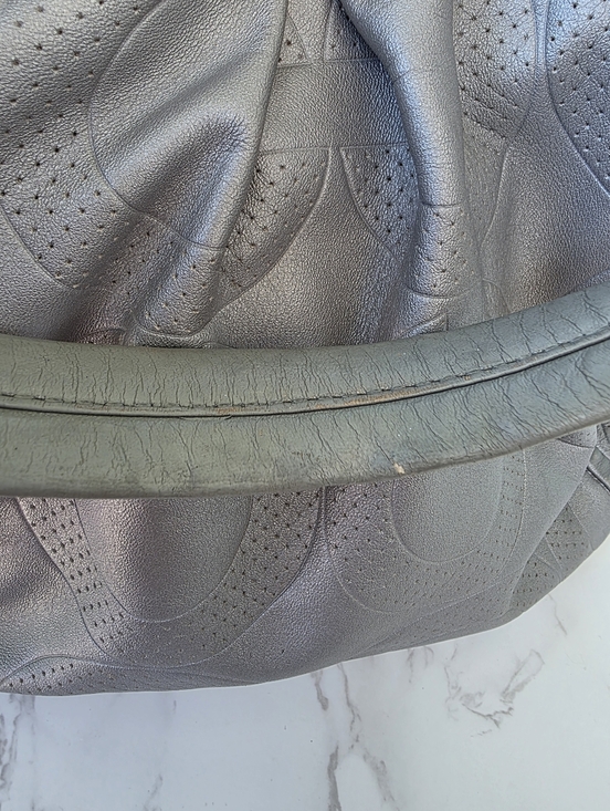 Coach Parker Perforated Y2K Gray Metallic Leather Circle Pattern Shoulder Bag
